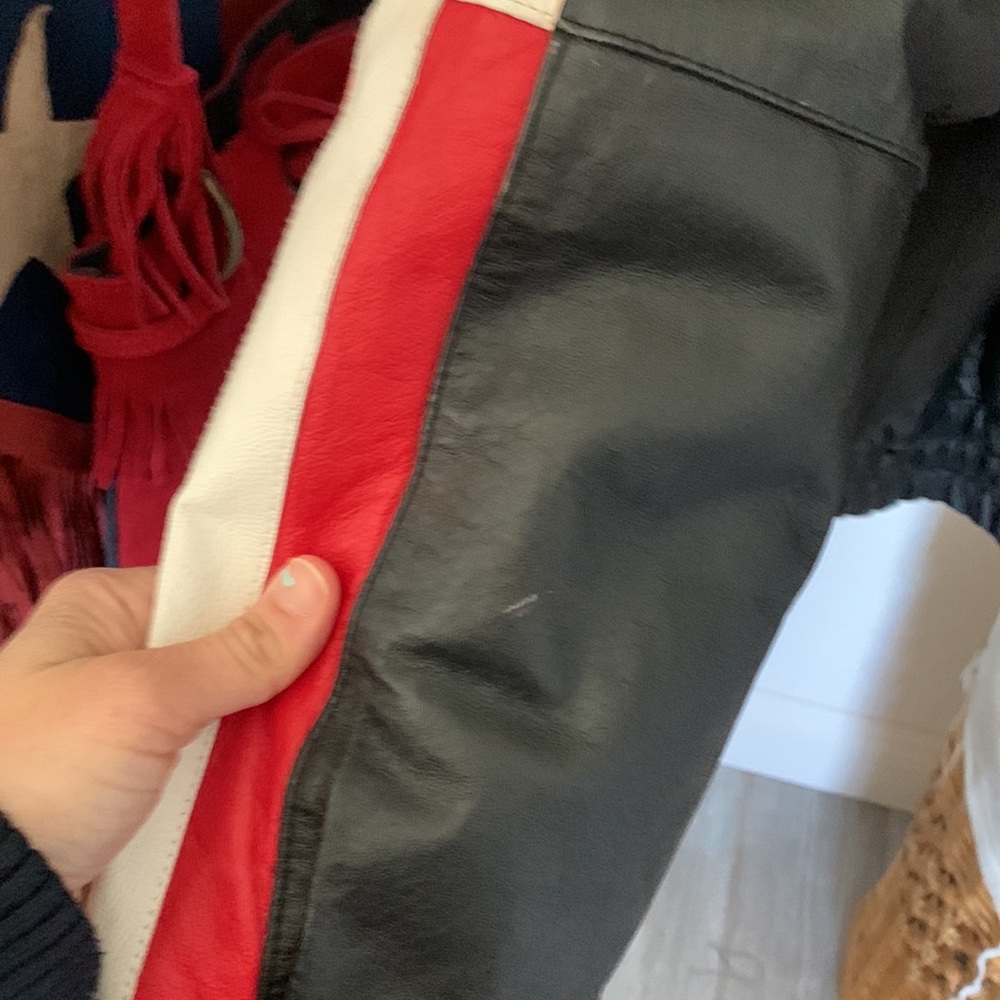 Vintage American flag leather jacket L preowned - Picture 8 of 16